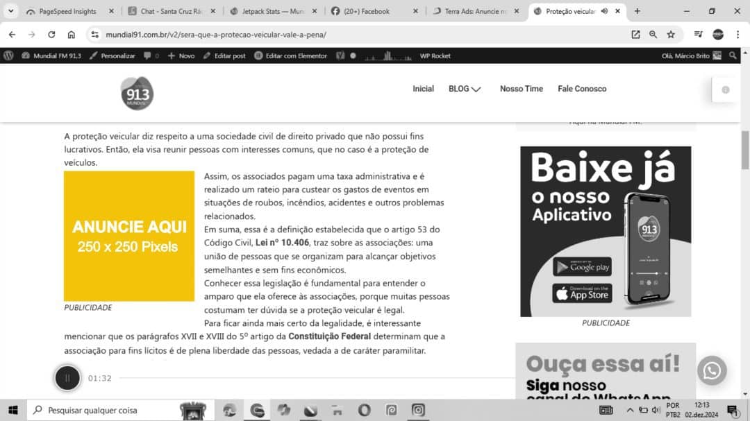 Disponível entre o texto da notícia